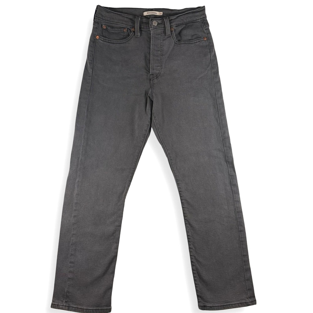 Levis Wedgie Straight Jeans Gray High Rise Button Fly Denim W30 L28‎ 34964-0127